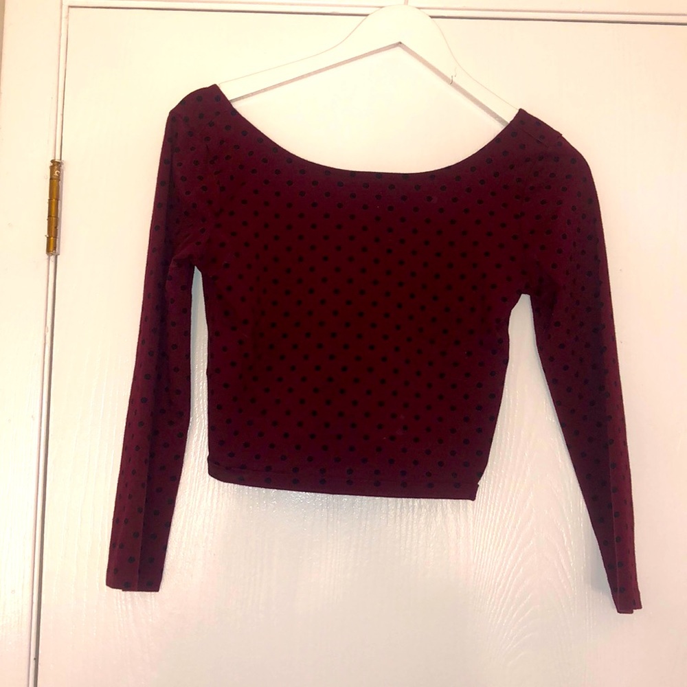 Polka Dot Long Sleeved Crop Top